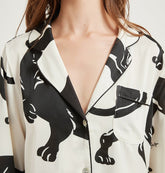 Women's animal Print Silk Pajamas Mulberry Silk Panther Pajama Set